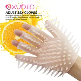 Exvoid erotische Finger Vibrator Spike Handschuhe Klitoris Massage Sexy Spielzeug für Paare Männliche Masturbation Finger Erwachsene Produkte