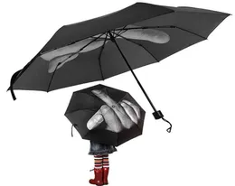 Middle Finger Umbrella Rain Windproof Up Yours Umbrella Creative Folding Parasol Fashion Impact Black Umbrella OOA45057529805