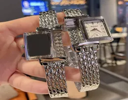 Reverso Womens Watches Metal Strap Rectangular Case Vintage Style White Face Quartz女性腕時計8566058