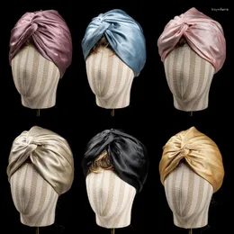 Beretti Donne Silky per il sonno extra grande sonno Capknotted Hair Protection Turban Night Hat Hast Elastic Wide Band Hijab Head