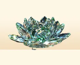 80mm quarzo Crystal Lotus Flows Crafts Glass Carte Fengshui Ornamenti Figurine Figurine per la festa Denni per feste di nozze souvenir new1409141