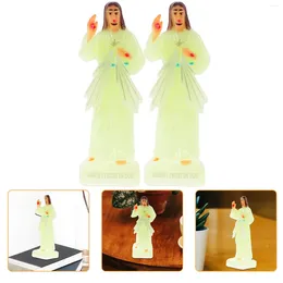 Figurine decorative brillano la statue oscura di Gesù figurina religiosa luminosa in piedi santa cattolica