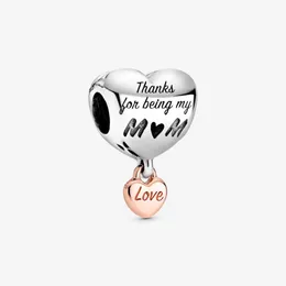 Nuovo arrivo 100% 925 Sterling Silver Love You Mom Heart Charm Fit Original European Charm Bracciale Fashion Accessori 2426