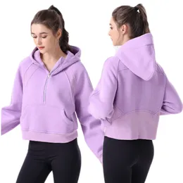 LL Frauen Yoga Herbst und Winter Sweatshirts Frauen halbe Reißverschluss verdickte Wärmeisolierung Training Sport Fitnessstudio Outdoor Sport Yoga Mantel