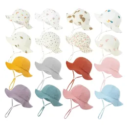 Baby Cotton Bucket Hat Children Protedor solar Caps ao ar livre meninos impressão Panamá unissex praia Pesca por 312 meses 240415