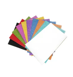 A4 Rozmiar 10 Sheets One pakiet 128GSM Świeć świąteczna dekoracja przyjęcia Glitter Paper Ręka Rzemiosła DIY Karta Karta Kolor Cardstock MI3717398