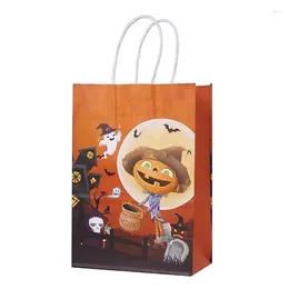 غلاف هدية 1pcs هالوين حقائب موضوعات Cookie Candy Bag Wizard Pumpkin Orange Paping Paper Home S