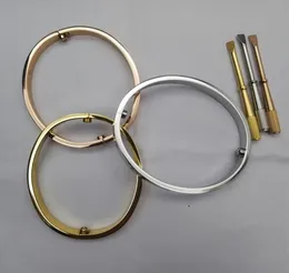 Marke Gold Bangle Titanium Stahl für Männer Frauen Luxus Charme Armband Strass Ganzpaar Schmuck Silber mit Werkzeugen Größe 166098340