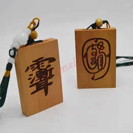 Decorative Figurines Taoist Supplies Red Heart Jujube Wood Rain Shui Pendant Golden Light Curse Peace Auspicious Feng