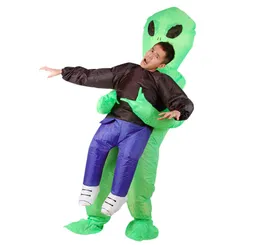 Green et alieno costume gonfiabile per adulti Green Alien Catchcarry Me Sparsa gonfiabile per Halloween Party1615455