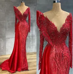 ASO EBI 2022 ARABIC RED Luxurious Mermaid Fevidence Dresses Develed Lace Prom Dresses Cheer Neck Party Second Deteed Ords 2184712