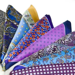 Mens Hanky Pocket Square Multicolor Silk Acessórios estampados de seda colorida Lenço colorido Presente de terno artesanal para homens 240401