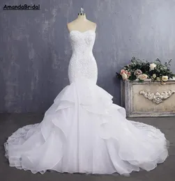 Amandabridal Bride Bride Sexy Mermaid Wedding Dresses Vintage Lace Bridal Gown 2022 with Straps Layer1734199