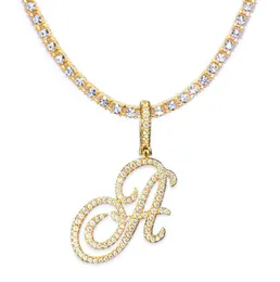 Hovanci Facy Digh Hippop Jewelry Sier and Gold Plated Letter viture zircon1234142の初期ダイヤモンドネックレス