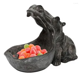 Dekorative Figurenharz Hippo Statue Hippopotamus Skulptur Figur Key Candy Container Sundries Aufbewahrung HoldTable Artware Schreibtisch