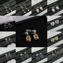 Vintage Diamond Earring Dangler Designer Elegant Lady Chic Brand Earrings Eardrops With Box 15 Styles Collection