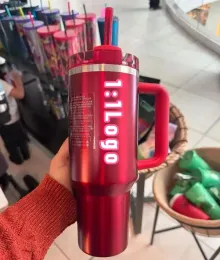 ABD Stok Kış Tatil 40oz Kupalar Cosmo Pembe Geçit Töreni Tumblers Araç Kupaları Hedef Kırmızı Flamingo Kahve Işıltı Siyah Chroma Şişeler Hediyeler I