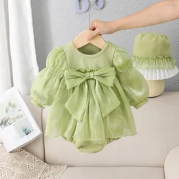 Mädchenkleider Frühlingspaket Furz Baby Strampler Anzug Dreieck ha klettern Biege Kleid