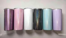 Sublimasyon Tumbler 20oz Glitter Tumblers Kupalar Paslanmaz Çelik Sıska Sıska Tumber Gökkuşağı Tumbers Vakum Yalıtımlı Bira Kahve Kupaları WI7292761