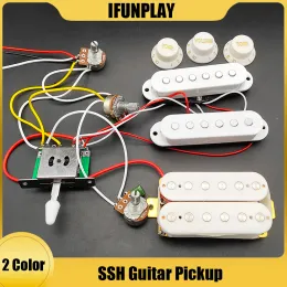 Guitarra de guitarra de guitarra de guitarra de guitarra de guitarra de guitada de 5way Switch 2T1V SSS Pickup para St Electric Guitar Blackwhite