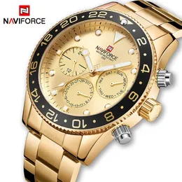 NAVIFORCE TOP LOXURY MASE MEN SPORTS Watches Męski kwarc 24 godziny na Zegrze Mężczyzna Moda Casual Gold Waterproof Wirst Watch206k