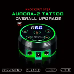 Malzemeler Yeni Profesyonel Mini Aurora II Digtal LCD Dövme Güç Kaynağı Güç Adaptörü ile Bobin Rotary Dövme Hines