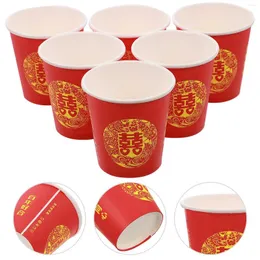 Kubki jednorazowe słomki 100 szt. Wedding Dinner zastawa China Paper Juice Party Teacups Beverage Chiński kubek Bankiet