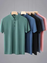 Summer Men Polo قمصان كلاسيكية قصيرة الأكمام تي شيرت تنفس التبريد السريع نايلون جاف بولوس الرجال جولف تي شيرت بالإضافة إلى الحجم 8xl 240412