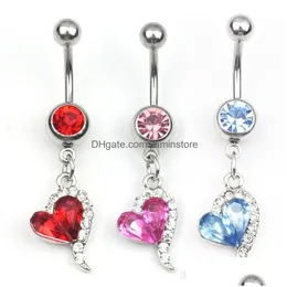 Pierścienie przyciskowe na pępka Bell Yyjff D0053 Bowknot Belly Ring Mix Colours Drop dostawa biżuteria Body Dhrai