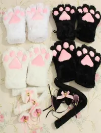 Cute Neko Cat Girl Sweet Kitten Cat Maid Roleplay Anime Cat Ears Gloves Set Plush Paw Ear Tail Tie Party Hair Decoration 2 C190212540942