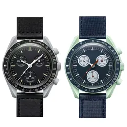 Para zegarek bioceramiczny Moonswatch Quarz Chronograph Męs Mission to Mercury nylon luksusowy zegarek James Montre de Luxe Limited Edition Mast310l męs