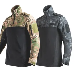 Camadas homens homens esportes ao ar livre Exército combate tático camisa longa camiseta militar camiseta multicam camuflagem de pesca caza