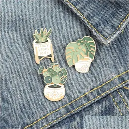 Pin, spille per donne uomini bambini pianta cactus verde cactus divertenti in metallo smalto per pin di moda gocce di compleanno gocce all'ingrosso drop di consegna dh1yn