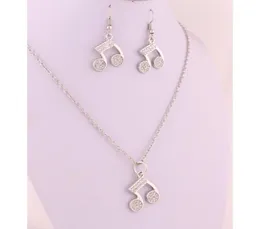 Brincos e colar Musical Note Symbols cravejados com jóias de charme de cristal transparente brilhante set5140746