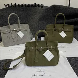 Frauen Designer -Tasche echtes Leder 7A Handsmarke Handtasche Waschen gebrauchtem Militärtuch sizeqpzbz