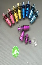 Titanium Nail Rainbow Colorful Dabber Tool With Quartz Dish 10mm 14mm18mm Male Female 6 In 1 Domeless GR2 Titanium Nails For Wate8810921