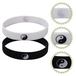 Wrist Support 2Pcs Rubber Bracelets Silicone Wristbands Yin Yang For Women Men Couples