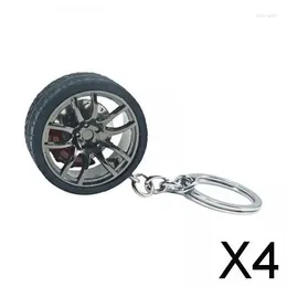 Keychains 2-4pack Mini Söt däck Keyring Creative Automobile Car Parts Model Key Chains