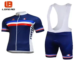 Langes AO Frankreich Radsportteam Blue Herren Kurzarm Cycling Jersey Short Sets Summer Racing Clothing Pro Team Clothing9272217