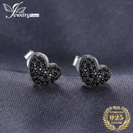 Stud Earrings JewelryPalace Love Heart Genuine Black Spinel 925 Sterling Silver For Women Fashion Statement Gemstone