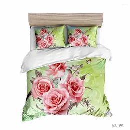 Set di biancheria da letto set di fiori di rosa 3d macinatura mao foglio a letto matrimoniale trapunta di copertura di copertura di cover di copertura per casa