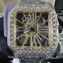 Titta på klockor för Mens Mechanical Bling Bust ner helt isade DVVS Moissanite Top Brand Swiss Digners