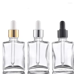 Bottiglie di stoccaggio 5pcs/lotto da 30 ml da 50 ml bottiglia di contagocce nera con vetro trasparente di alta qualità con pipetta riccattabile riccazzabile di alta qualità