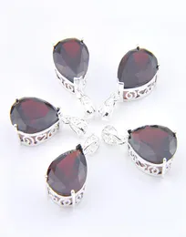 5 PCS Gözyaşı Kırmızı Garnet Taş Kolye 925 STERLING Gümüş kolyeler için Lady Girl Women Party Hediyeler Yeni Luckyshin6362723