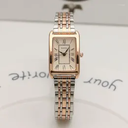 Armbanduhren Mode -Uhren für Frauen rechteckige Römer Ladies Stahlgurt Uhr dünne Quarz Relogio Feminino