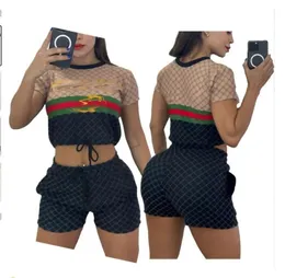 Designer Kvinnors träningsdräkt Summer Casual Fashion G Tryck Kort ärm Shorts Set Women's Clothing