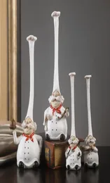 2PCSSet Pastoral harts Kökskock Figurskaka Bakery Chef Miniature Cook Statue Home Restaurant Bar Cafe Decor Ornament8489220