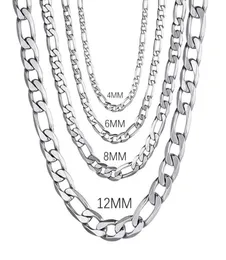 チェーンメン39S925スターリングシルバー4mm6mm8mm12mm curbキューバチェーンネックレス1630インチファッションジュエリーハイエンド3593395