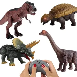 Controle remoto simulação de dinossauros Storm King Dragon Electric Remote Control Triceratops Modelo Dinosaur Prank Childrens Toy 240408