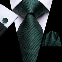 Bow Bindes Krawatte für Männer dunkelgrüne Solid 2024 Modemarke Hochzeitsfeier Krawatte Set Handy Manschettenknöpfe Geschenkgroßhandel Hi-Tie-Designer